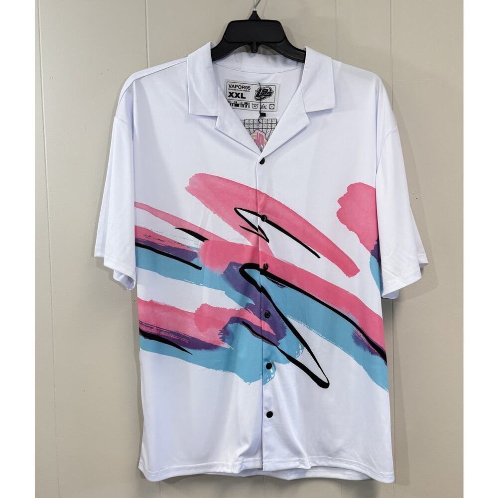 Vapor95 Mens XXL Smoothwave Hawaiian Shirt Vibrant Vaporwave Button Down NWT